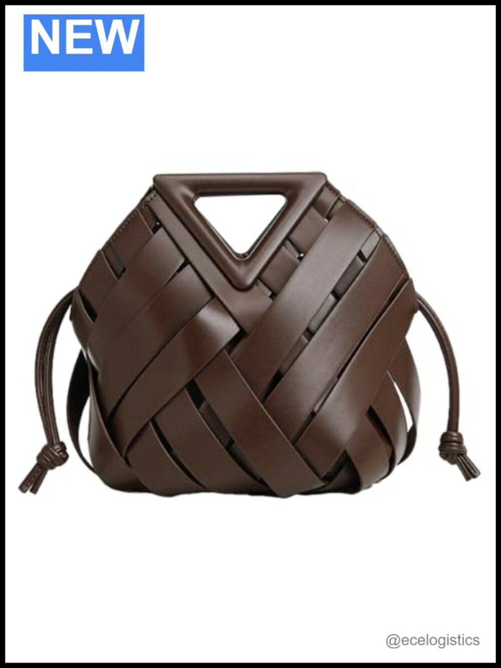 Women's Woven Vegan Leather Faux Leather Crossbody Bucket Satchel Bag Handbag